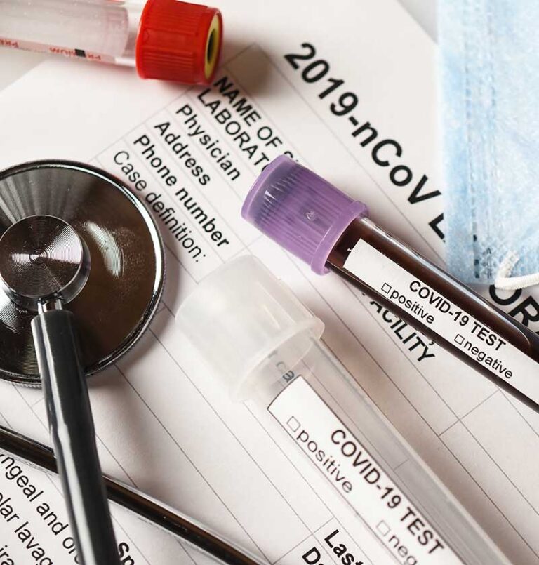 Covid Testing Clinic with test tubes